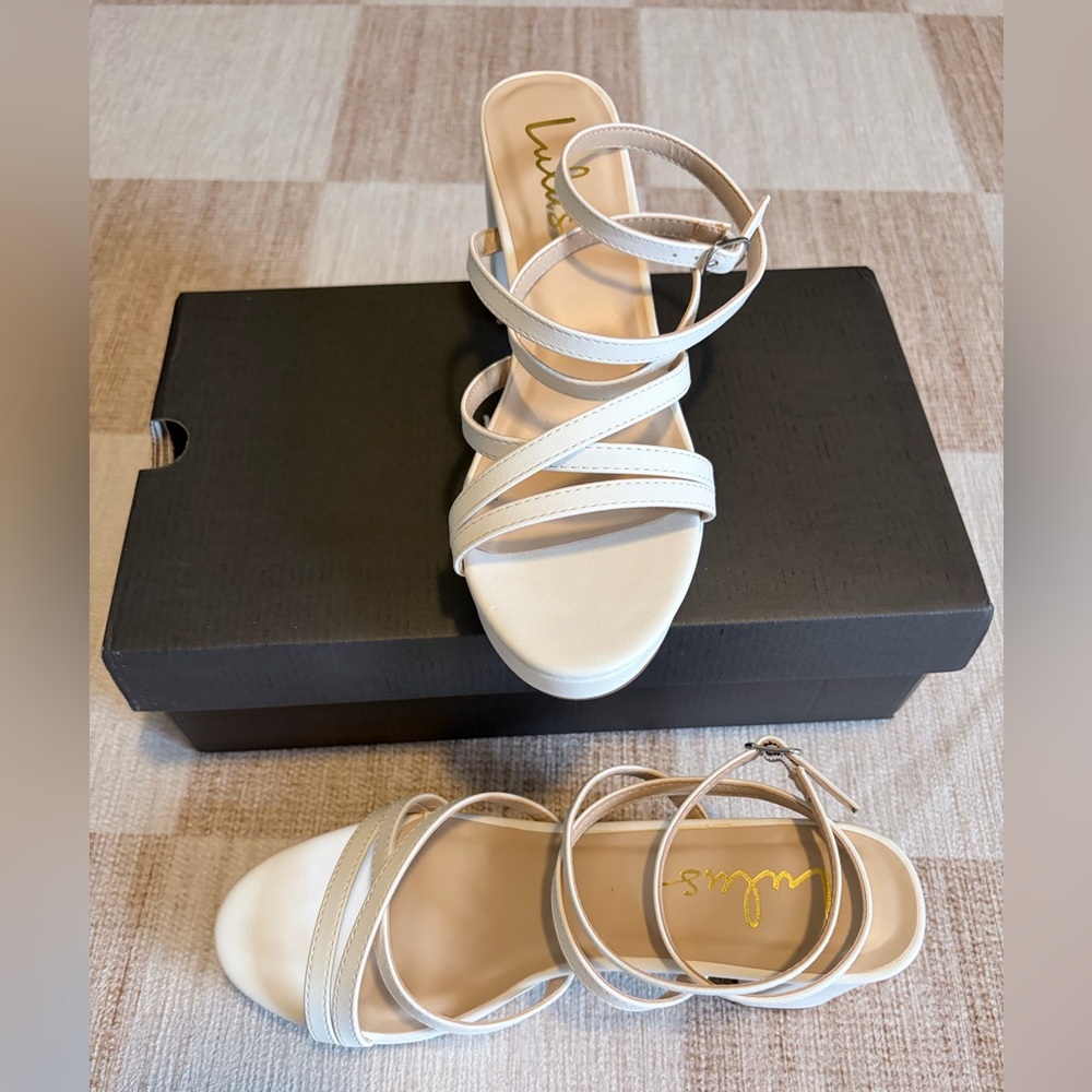 Lulu's White Multi-Strap Block Heels - Picture 7 of 10